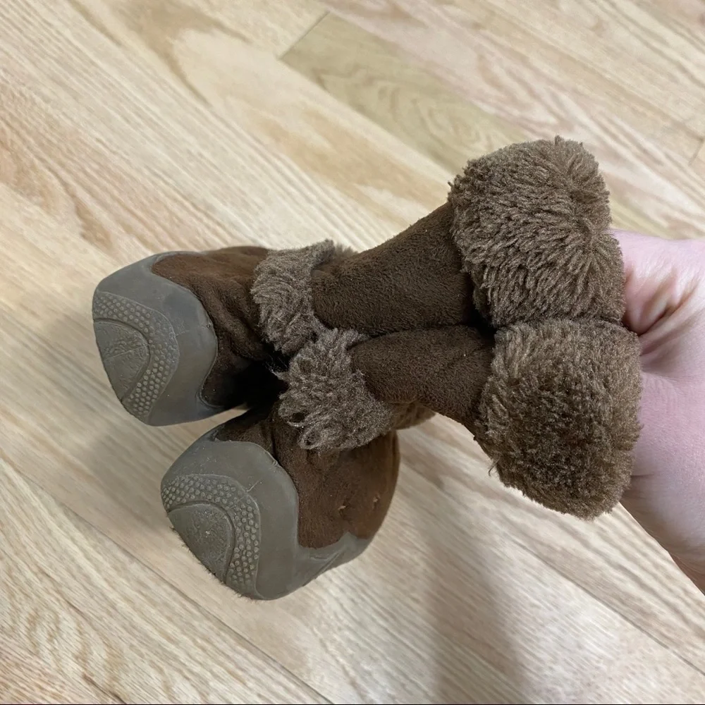 Brown Faux Fur Butterfly Zip Side Boots Sz 9 Kids